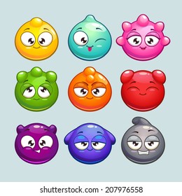 Cute Cartoon Jelly Characters Simple Round Stock Vector (Royalty Free ...