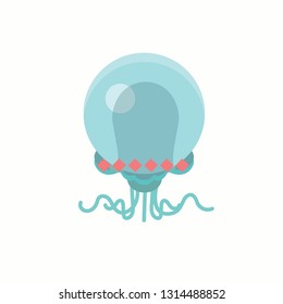 Cute cartoon jellyfish character.