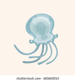 Cute cartoon jellyfish character.