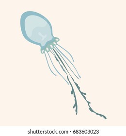 Cute cartoon jellyfish character.