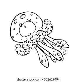 Cute cartoon jellyfish line art vector illustration
