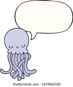 cute cartoon jellyfish with speech bubble