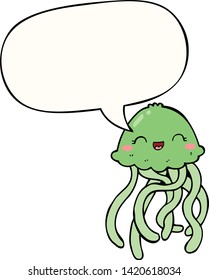 medusa de dibujos animados lindo con burbuja de habla