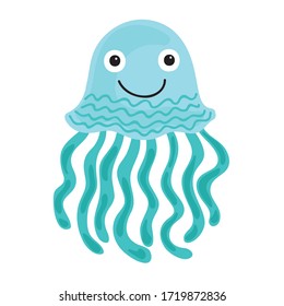 Cute cartoon jellyfish. Vector illustration