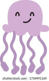 Cute Cartoon jellyfish, Vector illustration jellyfish on a white background. Drawing for children