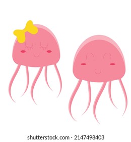 Cute cartoon jellyfish. Vector illustration