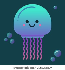 Cute cartoon jellyfish vector. Illustration of jellyfish, underwater world.
