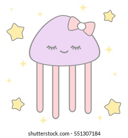 cute cartoon jellyfish vector illustration