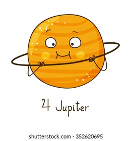 Cute Cartoon Jupiter Isolated On White