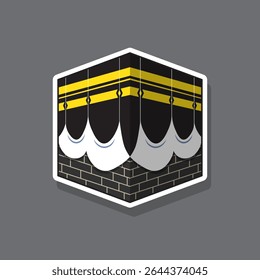 Cute cartoon of kaaba vector illustration icon, mascot, symbol, sticker, element with simple style concept 