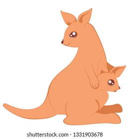 Cute cartoon kangaroo, abstract animal design illustration.