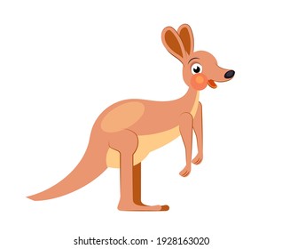 Cute cartoon kangaroo character for children. Flat vector illustration for abc book.