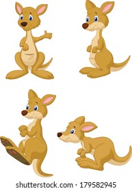 Cute cartoon kangaroo collection set