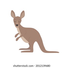 Cute cartoon kangaroo, flat style illustration.