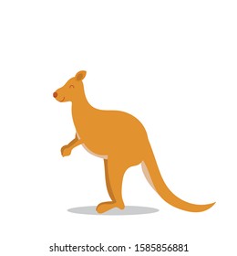 Cute Cartoon kangaroo  isolated on white background. Vector illustration. 