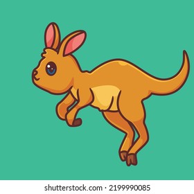 cute cartoon kangaroo jumping. isolated cartoon animal illustration vector