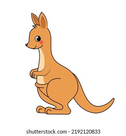 Cute cartoon Kangaroo. K letter for Kangaroo. Vector illustration of a flat isolated on a white background. The design element of t-shirts, home textiles, wrapping paper, textiles, and flashcards.