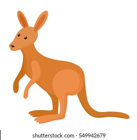 Cute cartoon kangaroo on isolated white background, vector illustration