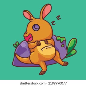 cute cartoon kangaroo sleeping. isolated cartoon animal illustration vector