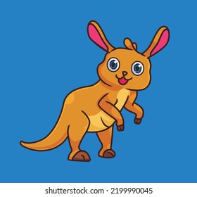 cute cartoon kangaroo smile. isolated cartoon animal illustration vector