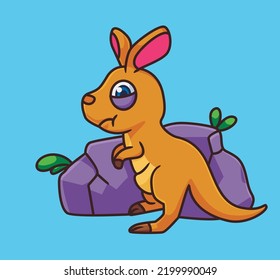cute cartoon kangaroo tired. isolated cartoon animal illustration vector