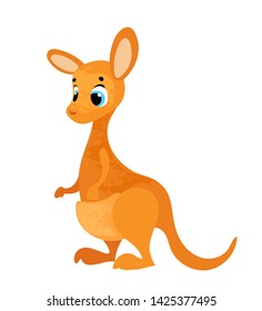 Cute cartoon kangaroo. Vector illustration in children's style, for children's books, posters, stickers or room decor