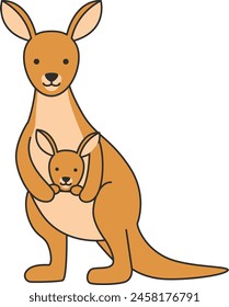 Cute cartoon kangaroo vector illustration