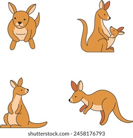 Cute cartoon kangaroo vector illustration