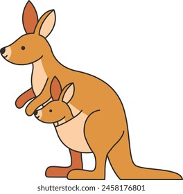 Cute cartoon kangaroo vector illustration