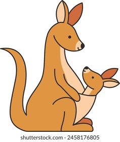 Cute cartoon kangaroo vector illustration