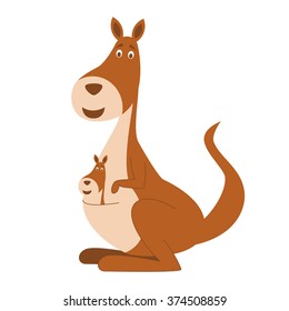 Cute cartoon kangaroo vector illustration