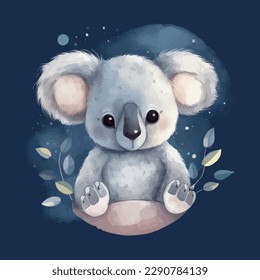 Cute Cartoon kawaii Baby koala Aquarellfarben Illustration