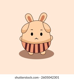 Cute cartoon kawaii bunny character, vector illustration. Flat design.