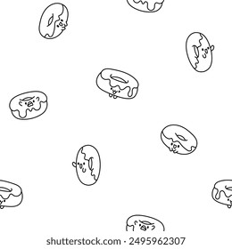 Cute cartoon kawaii donut. Seamless pattern. Coloring Page. Sweet doughnuts characters. Hand drawn style. Vector drawing. Design ornaments.