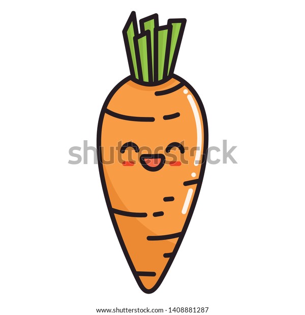 Cuta, caricatura, comida kawaii, zanahoria. Imagen: vector de stock (libre regalías) 1408881287 |