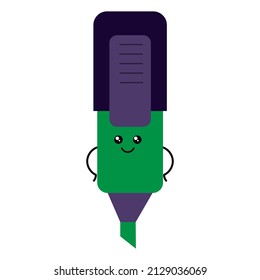 Cute cartoon kawaii marker, vector isolated on white background.