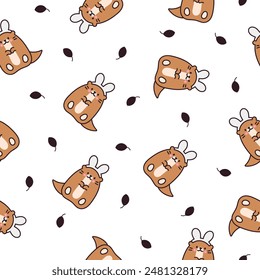 Cute cartoon kawaii otter. Seamless pattern. Animal funny characters. Hand drawn style. Vector drawing. Design ornaments.