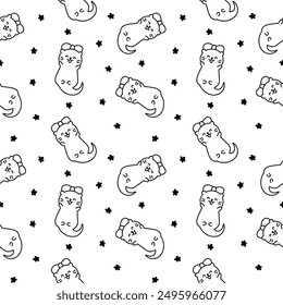 Cute cartoon kawaii otter. Seamless pattern. Coloring Page. Animal funny characters. Hand drawn style. Vector drawing. Design ornaments.