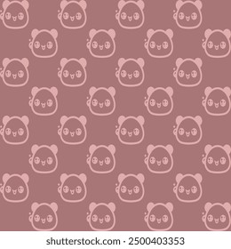 Cute cartoon kawaii pattern on Dark brown background. Seamless design for fabric, wallpaper, and children's products.