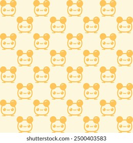 Cute cartoon kawaii pattern on Light yellow, cream background. Seamless design for fabric, wallpaper, and children's products.
