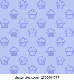 Cute cartoon kawaii pattern on Purple, blue background. Seamless design for fabric, wallpaper, and children's products.