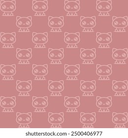 Cute cartoon kawaii pattern on Pink, dark, light background. Seamless design for fabric, wallpaper, and children's products.
