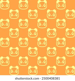 Cute cartoon kawaii pattern on Yellow, brown background. Seamless design for fabric, wallpaper, and children's products.