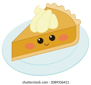 Cute Cartoon Kawaii Pumpkin Pie Vector Stock Vector (Royalty Free ...