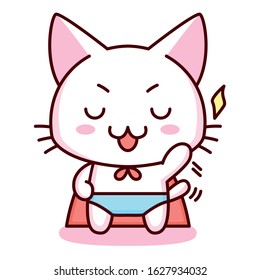 Cute Cartoon Kawaii Super Hero Kitten Isolated