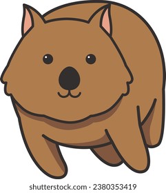 Cuta caricatura kawaii wombat. Ilustración vectorial sobre fondo blanco.