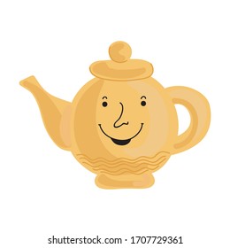 Cute cartoon kettle. Vector illustration