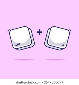 Desenho animado bonito de combinação de teclado atalho Ctrl J ilustração vetor para o trabalho eficiente tecnologia de digitação rápida