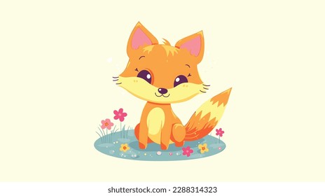 a cute cartoon for kid colorful fox