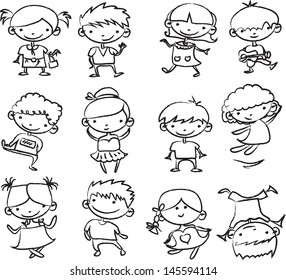 Cute Cartoon Kids Stock Vector (Royalty Free) 144491899 | Shutterstock